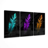 Bird Feathers Glass Wall Art.